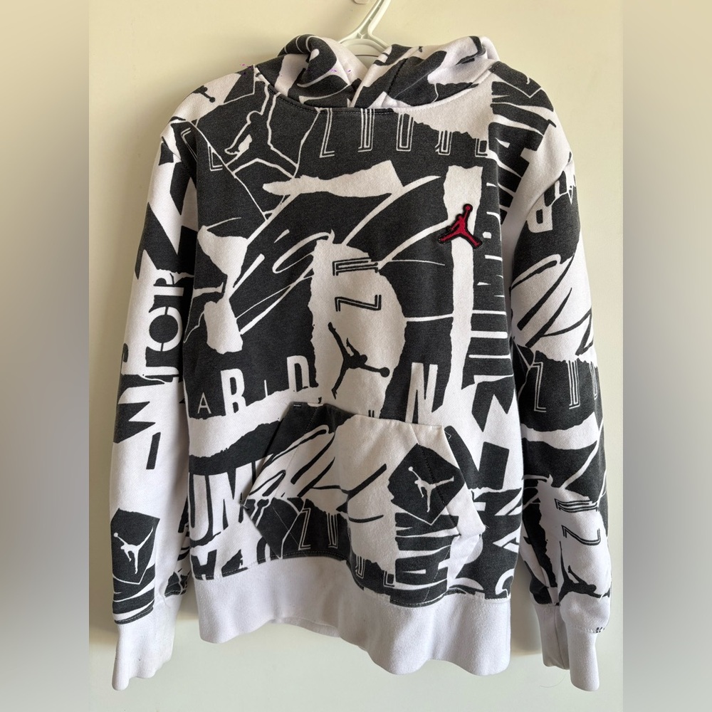 Jordan Boy’s Black and White Graphic Jumpman Hoodie